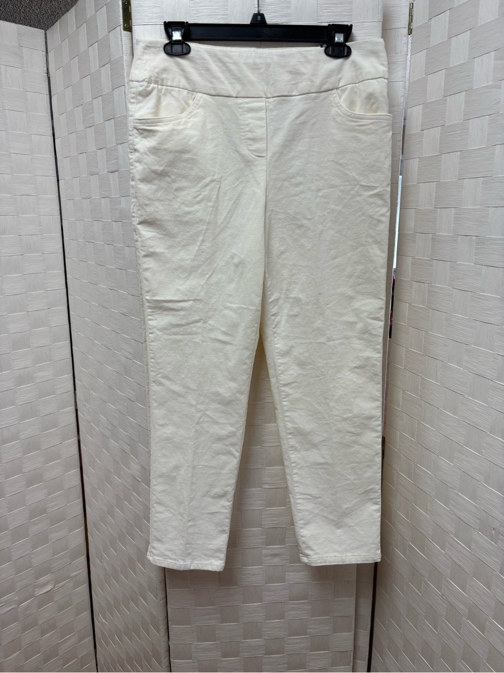 NWT Alfred Dunner High-Waist Cream Velvet Ankle Pants 6 petite